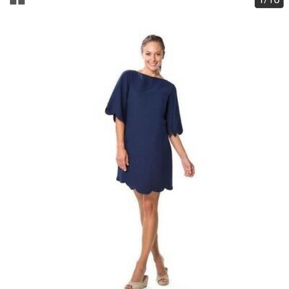 Sail to Sable Navy Polycrepe Scallop Dress NWT - Picture 5 of 5